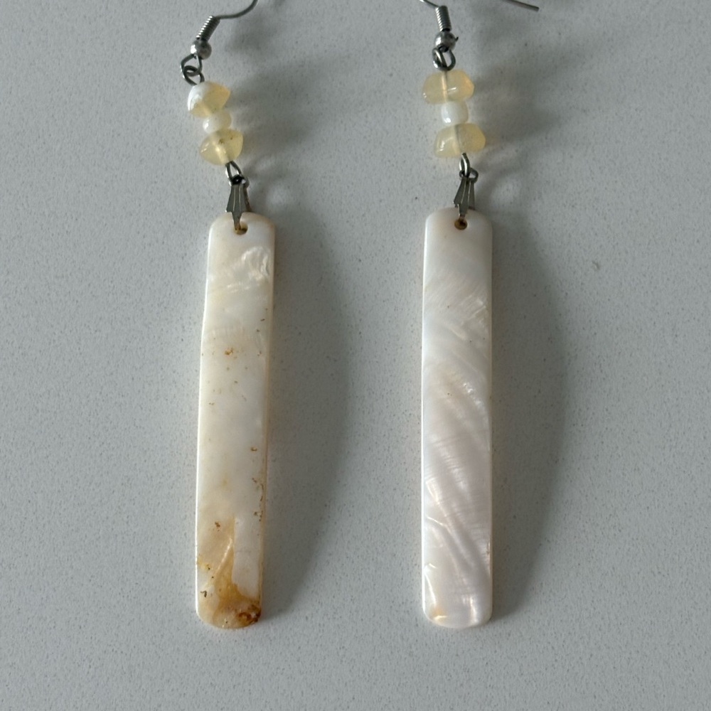 Elegant Cream Dangle Earrings
